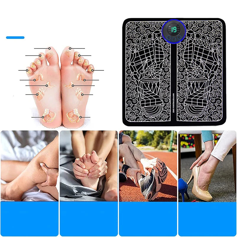 Foot Massger Sole Massage Pad Feet Muscle Stimulation 8 Modes 19 Level