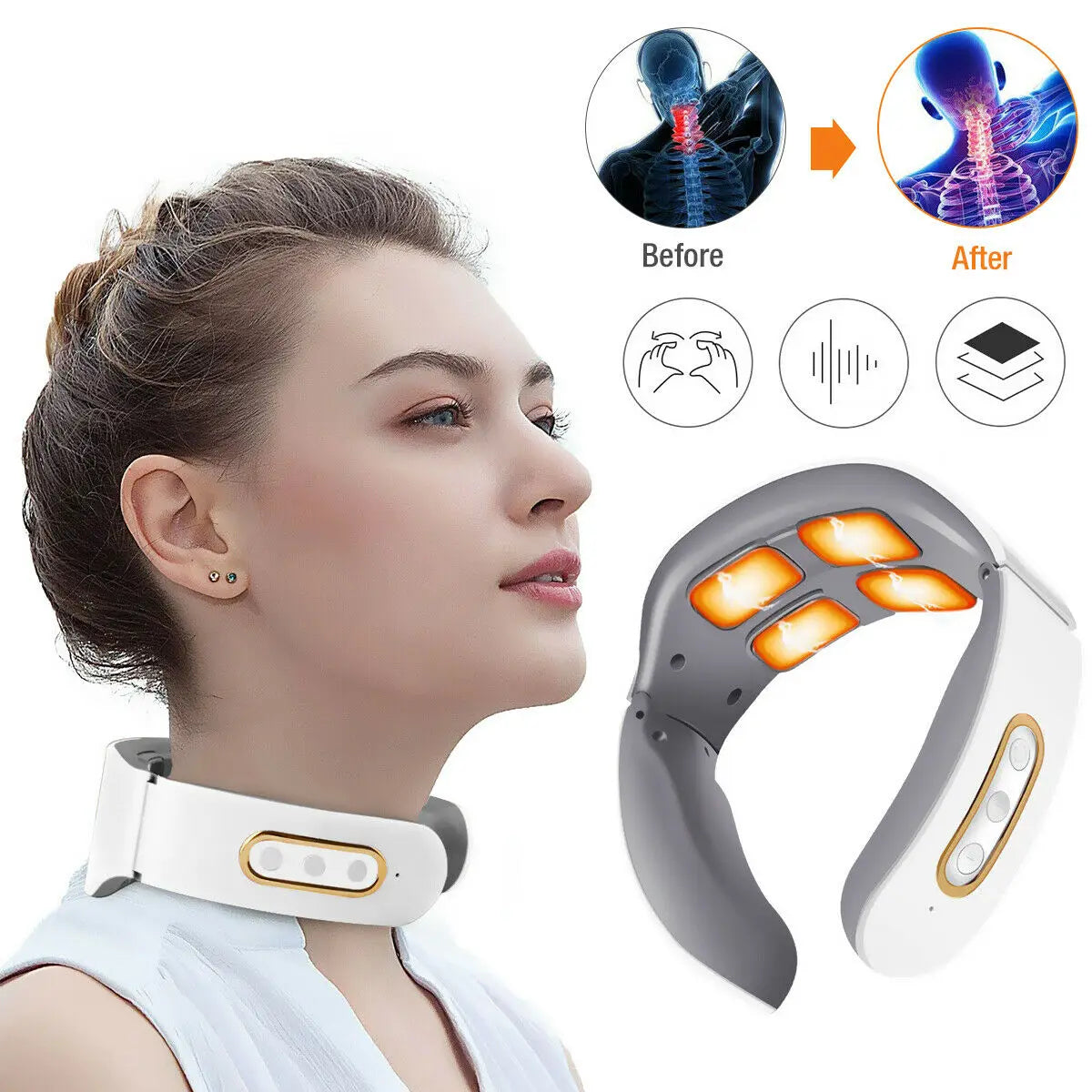 Electric Neck Shoulder Pulse Massager Kneading 4 Head TEN