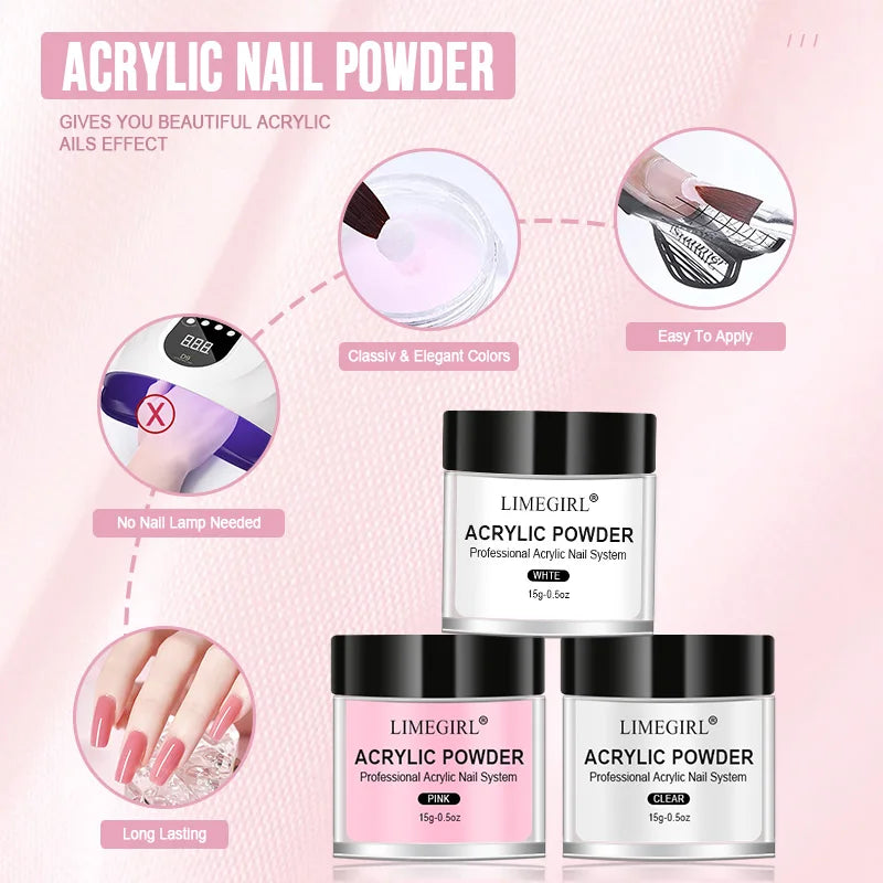 40ml & 45ml Transparent Acrylic Powder Kit Suitable Beginner Nail Kit