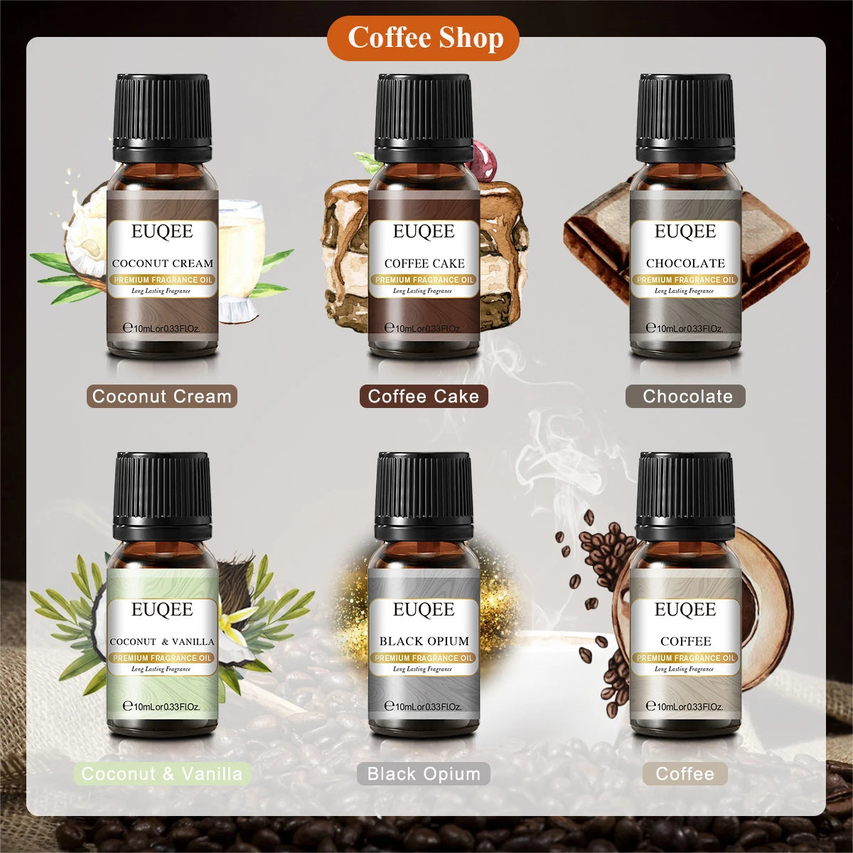 EUQEE 6pcs/set Fragrance Oil Gift Kit For Diffuser