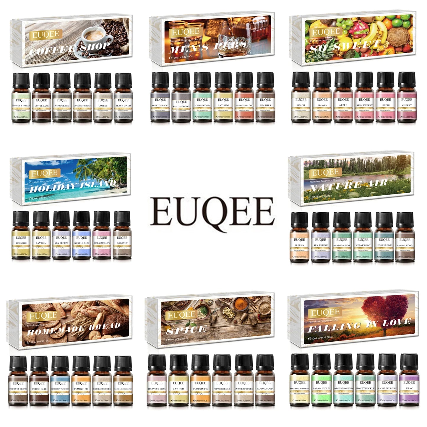 EUQEE 6pcs/set Fragrance Oil Gift Kit For Diffuser