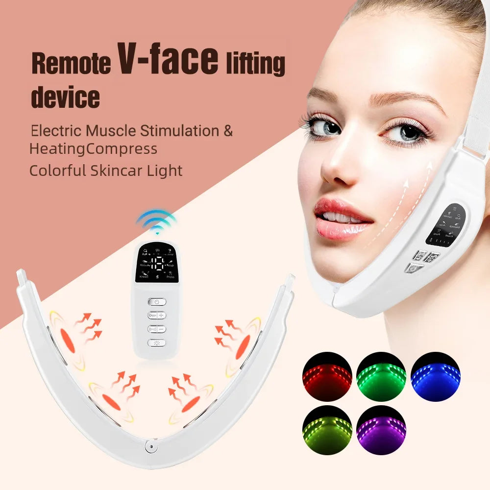 Electric Face Slimming Device Double Chin V Face Massager With Remote Control