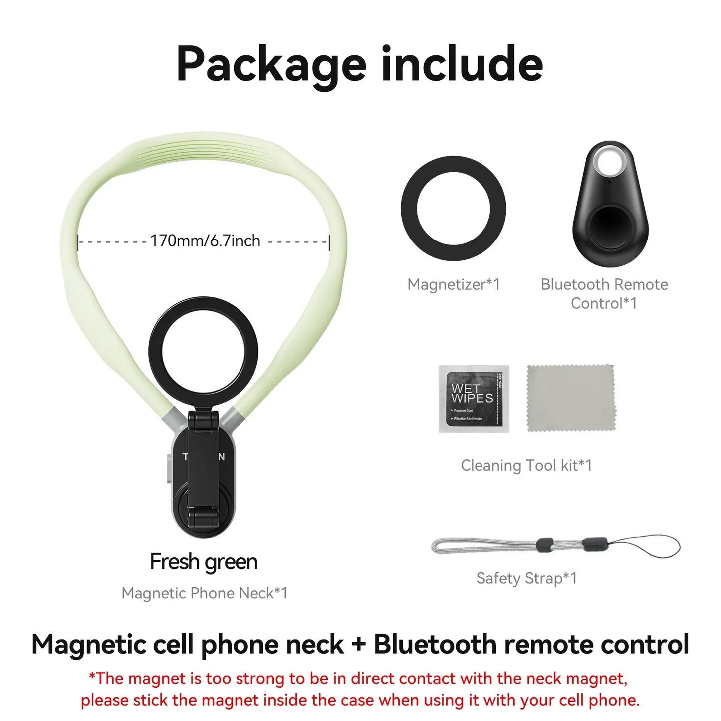 TELESIN Silicone Magnetic Neck Mount Quick Release Hold for IOS & Android