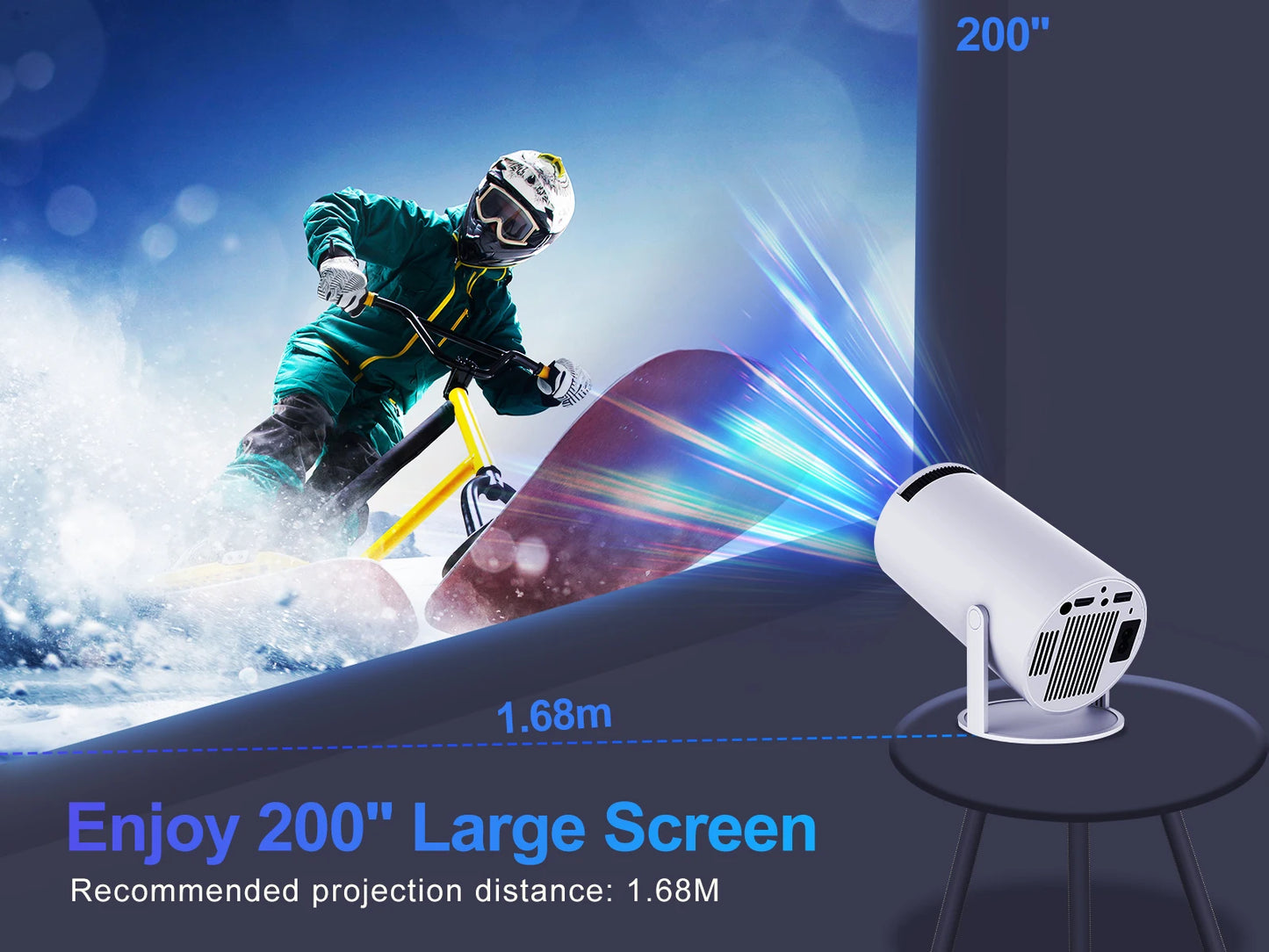 Projector With Screen Mirroring System US plug Hi-chip A3100 200ANSI Native 1280*720P Home Cinema