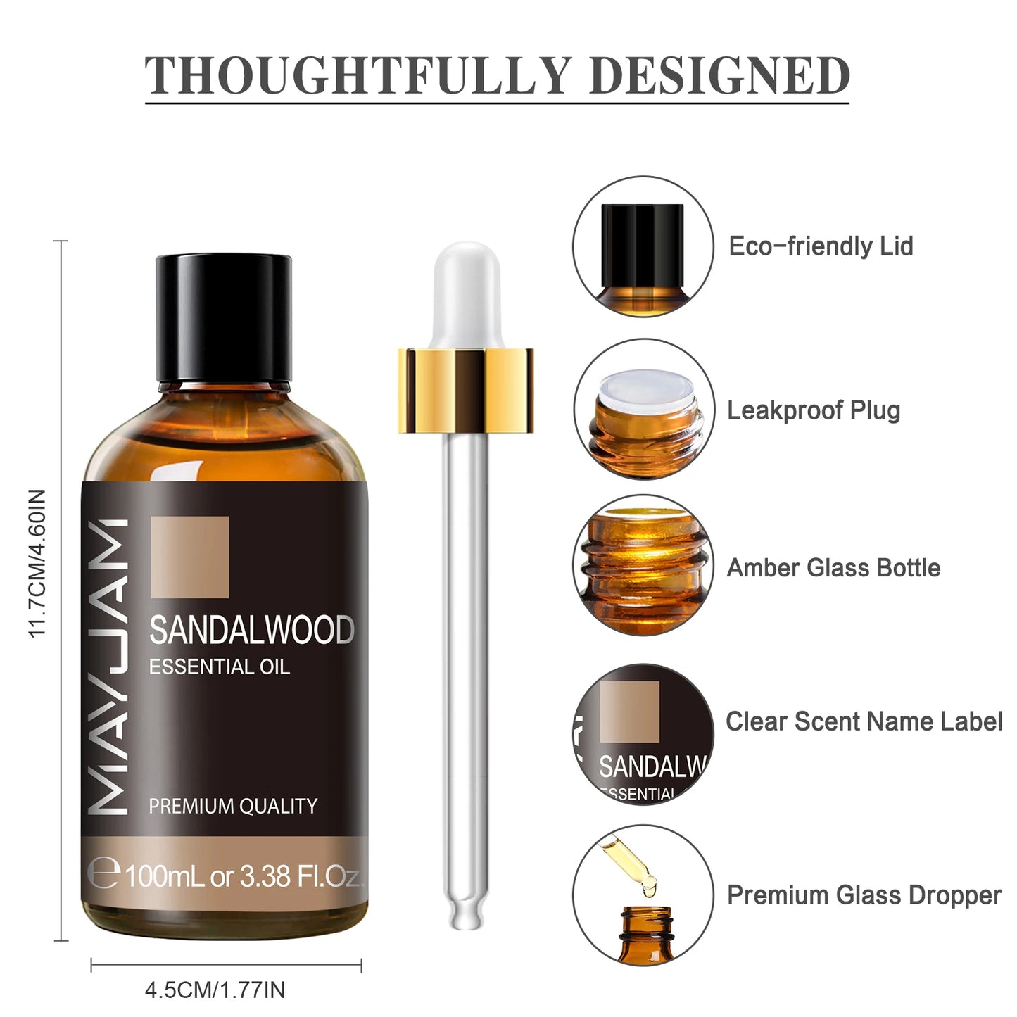 MAYJAM 100ML Essential Oil with Dropper Sandalwood Oil For Humidifier