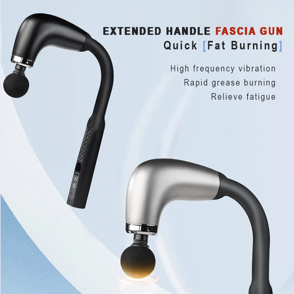 Fascia Gun with Extended Handle and Elbow for Self-assist Massage