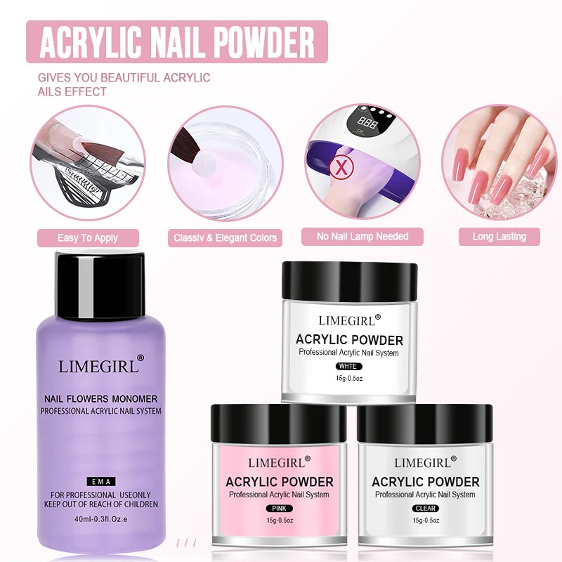 40ml & 45ml Transparent Acrylic Powder Kit Suitable Beginner Nail Kit