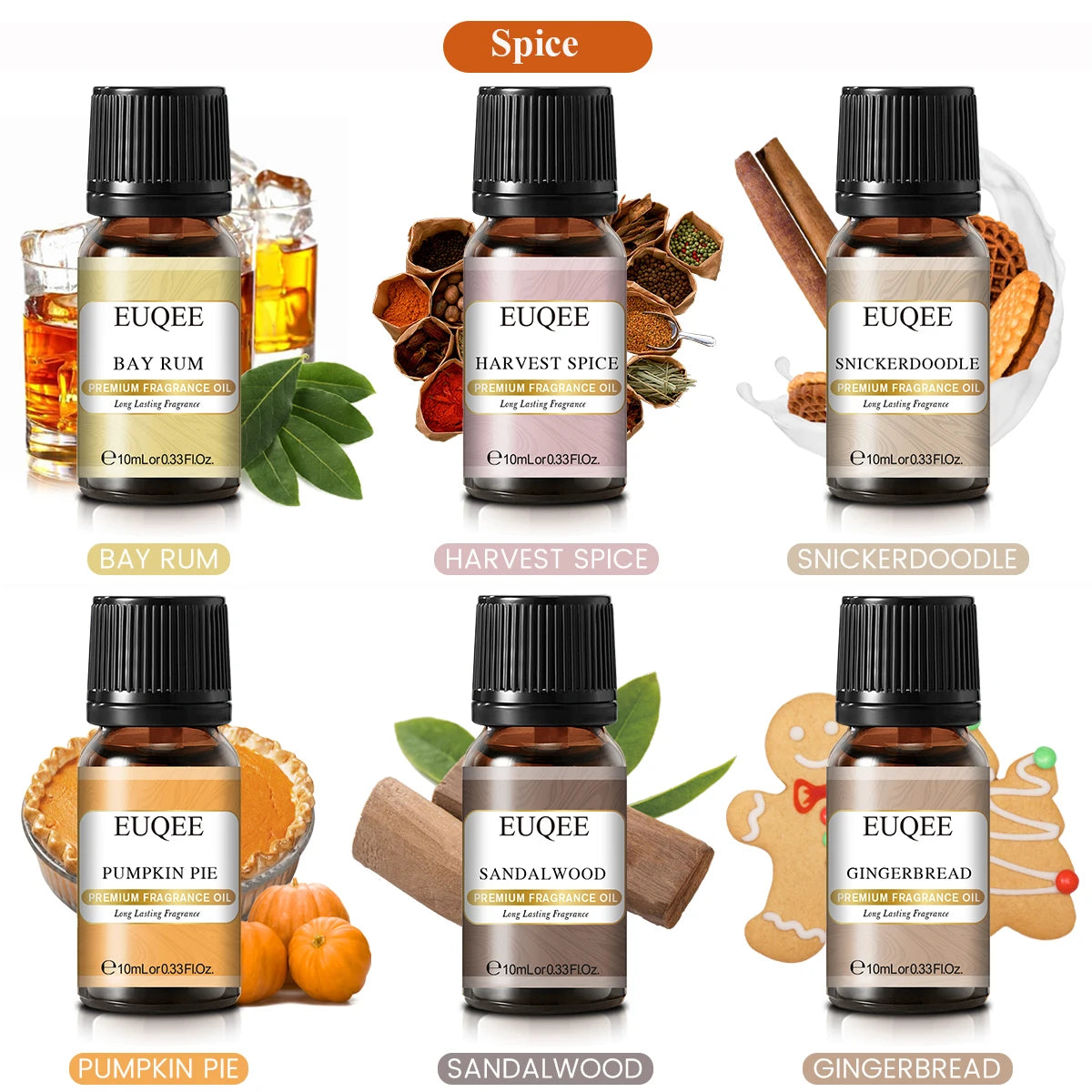 EUQEE 6pcs/set Fragrance Oil Gift Kit For Diffuser