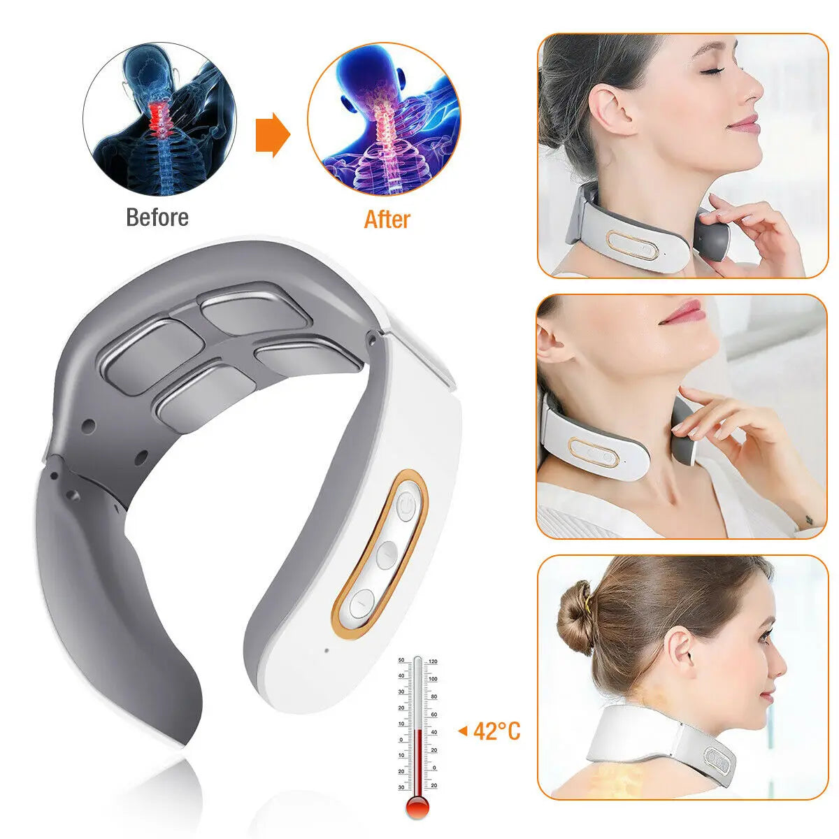 Electric Neck Shoulder Pulse Massager Kneading 4 Head TEN