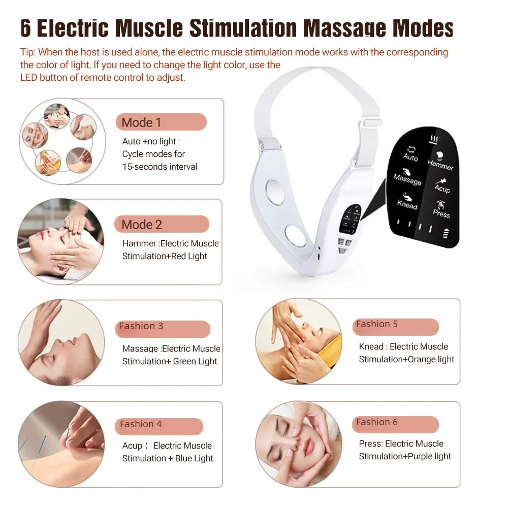 Electric Face Slimming Device Double Chin V Face Massager With Remote Control