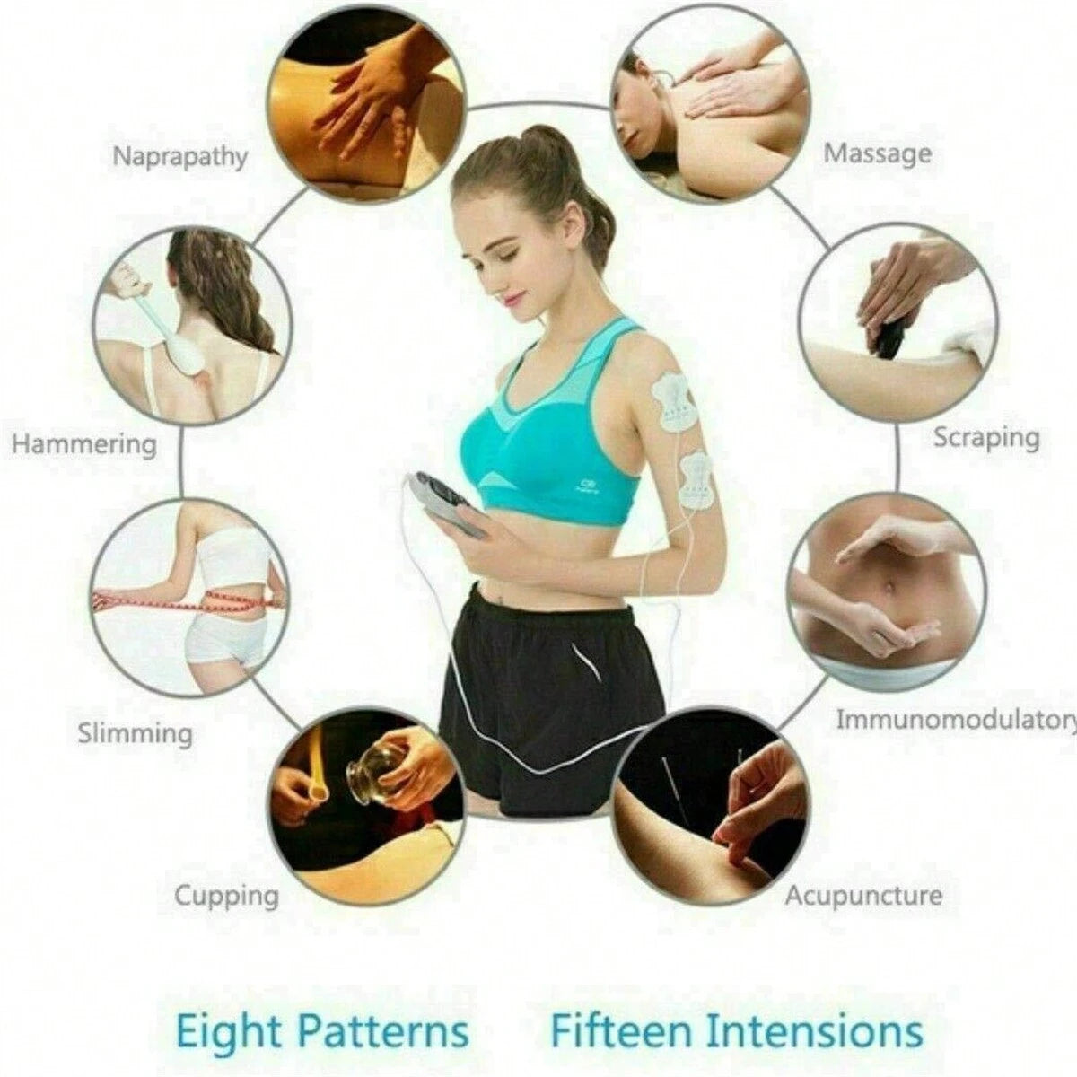 Professional Physiotherapy Tens Electrical Muscle Stimulator Electrodes Pulse Relaxing