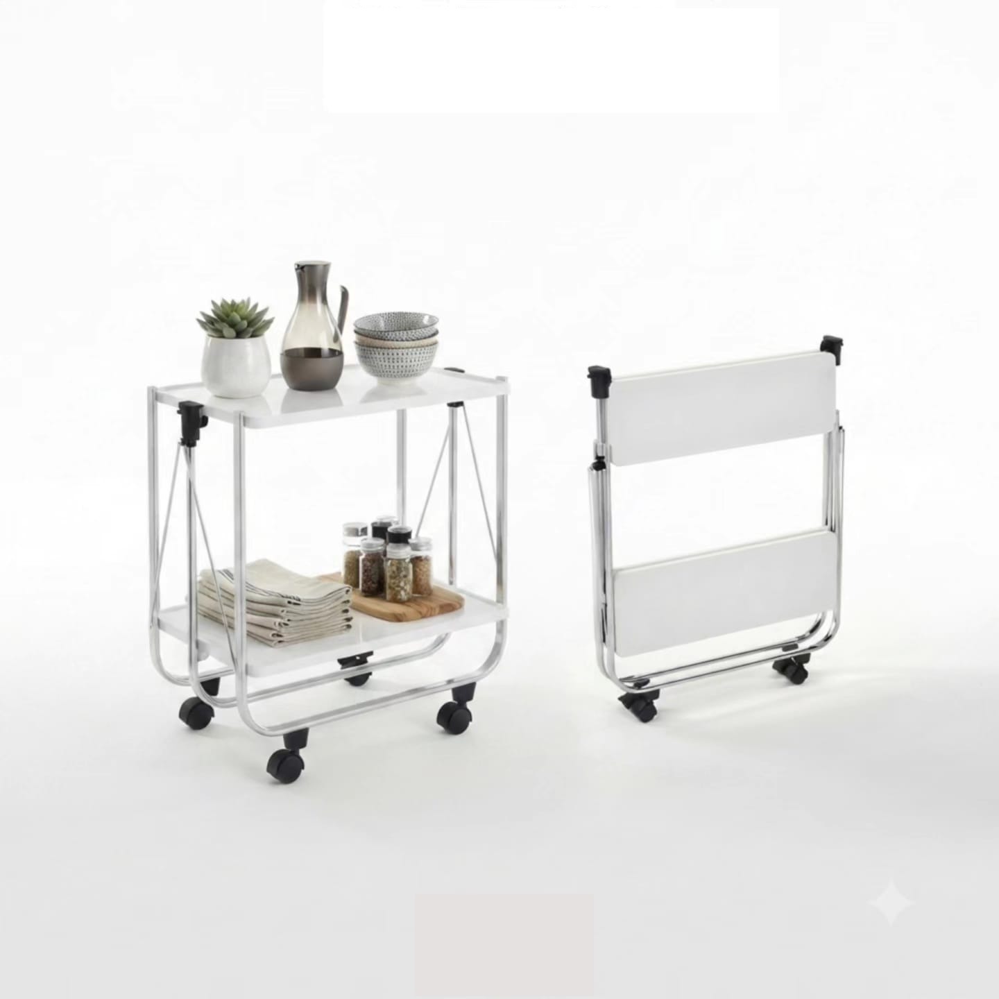Metal side serving cart